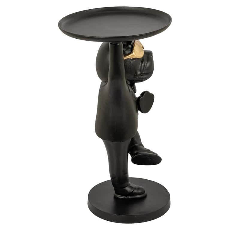 Richmond Interiors Black & Gold French Bulldog Butler Side Table